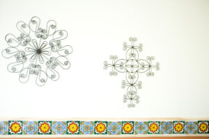 wall decorations above decorative tile